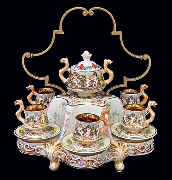 Servito da caffè, sec. XX, manifattura Capodimonte