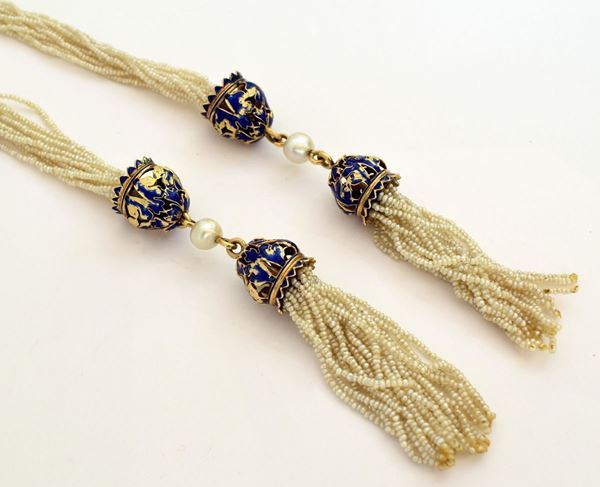 



COLLANA IN ORO 18KT, MICROPERLE E SMALTI