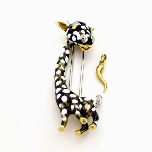 



SPILLA ANIMALIER IN ORO 18KT , DIAMANTI E SMALTI