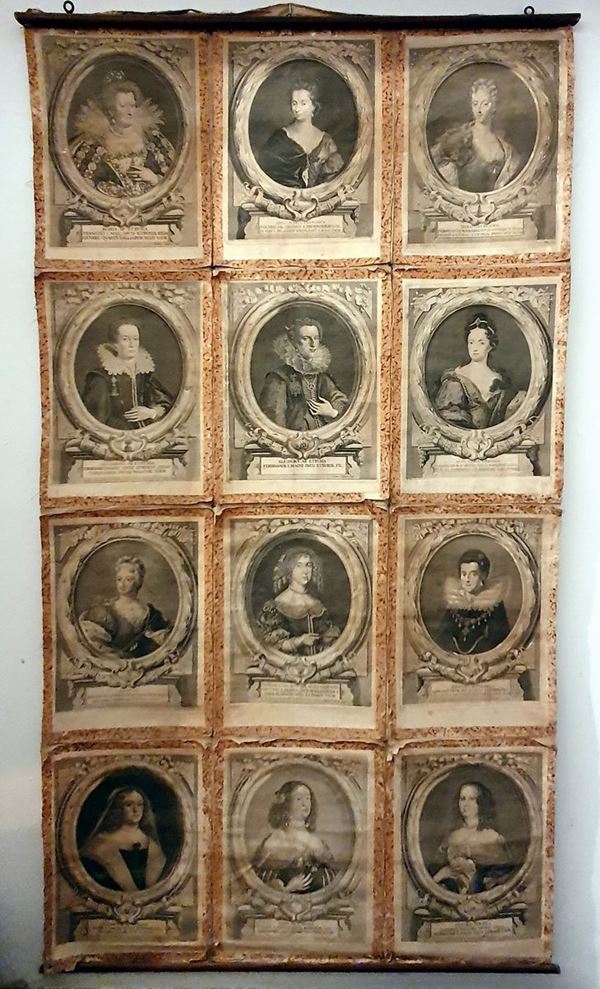 



Pannello con dodici incisioni, secolo XVIII