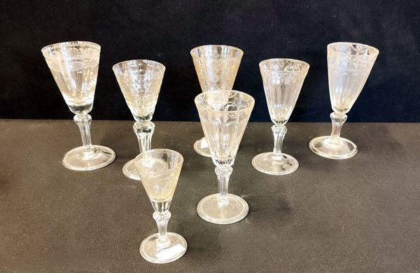 Sette calici, venezia, secolo XVIII   - Asta Arredare con stile: mobili e oggetti d'arte - Poggio Bracciolini Casa d'Aste