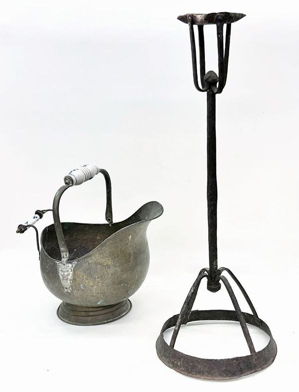 Porta carbone e candelabro, inizi sec. XX