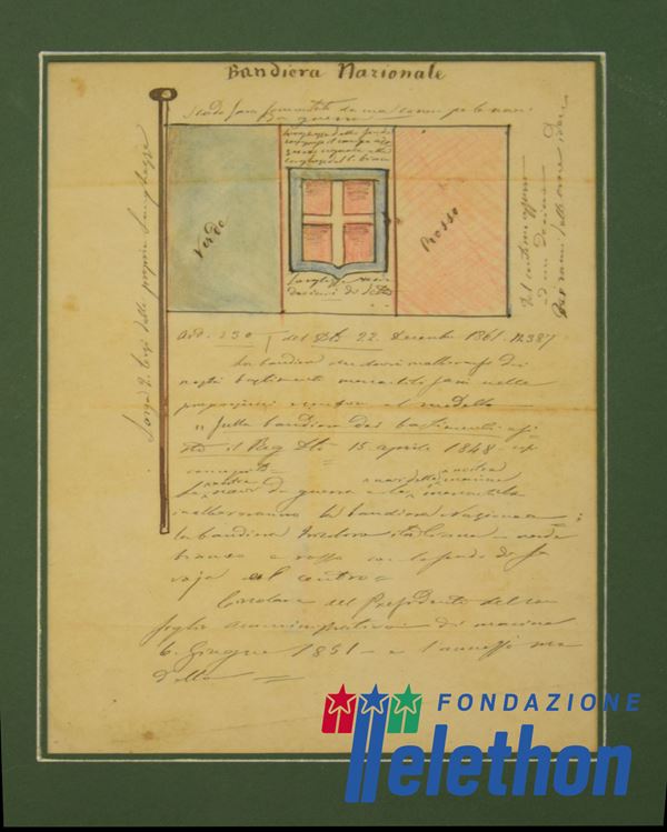 Studio per la bandiera italiana  - Asta Disegni, stampe e dipinti dal XVIII al XXI secolo - Poggio Bracciolini Casa d'Aste