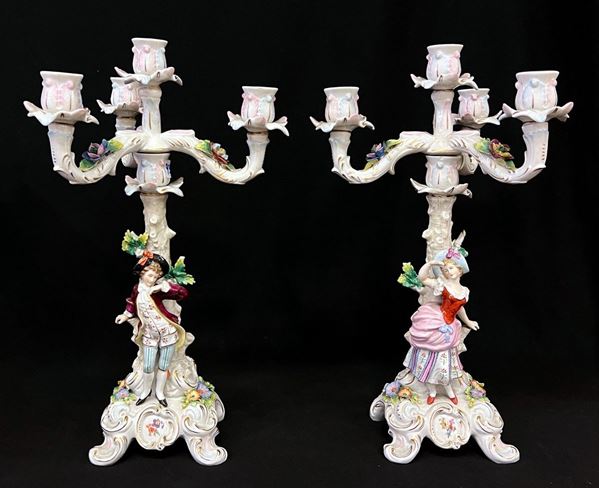 Coppia di candelabri a quattro fiamme, sec. XX