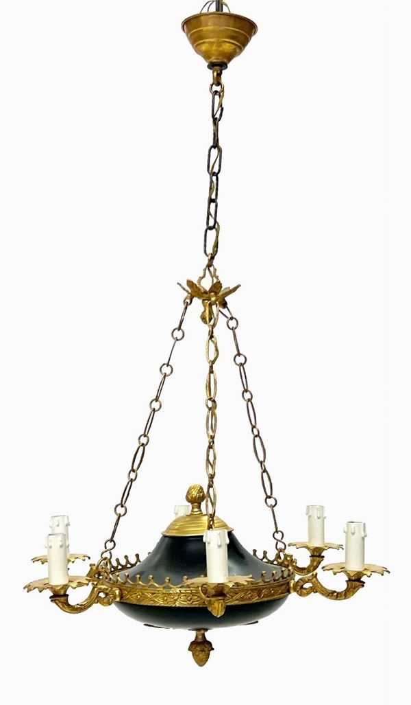 Lampadario a sei luci, in stile Impero