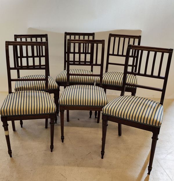 Sei sedie, Inghilterra inizi sec. XX  - Asta ANTIQUARIATO: ARREDI MOBILI E OGGETTI D'ARTE - Poggio Bracciolini Casa d'Aste