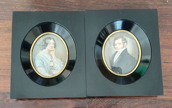 Due miniature, sec. XX   - Asta DIPINTI ANTICHI E DEL SECOLO XIX - Poggio Bracciolini Casa d'Aste