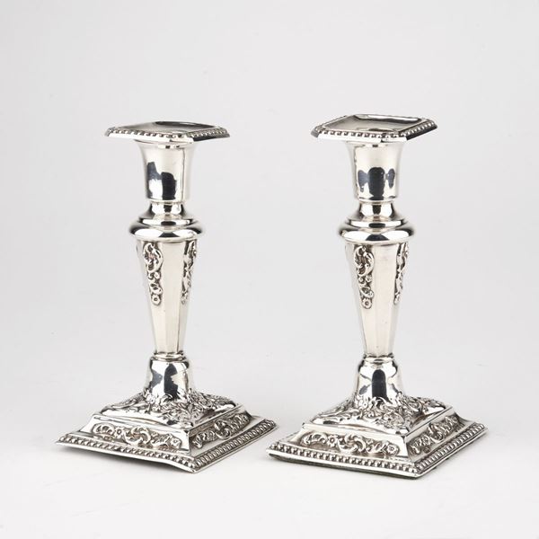 COPPIA DI PICCOLI CANDELIERI, BIRMINGHAM, 1900