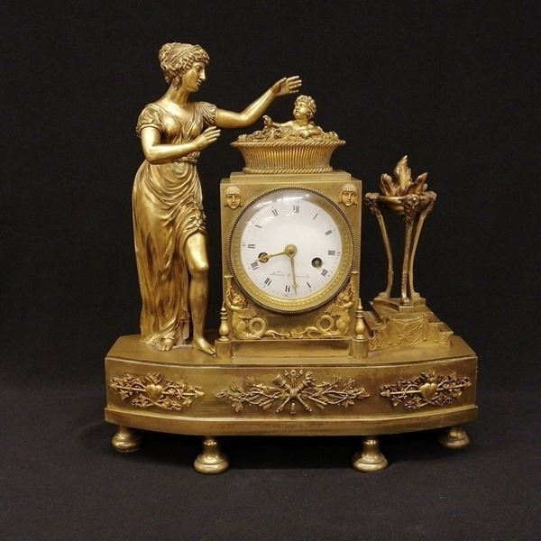 Orologio da tavolo, Francia, sec. XIX  - Asta MOBILI, ARREDI E OGGETTI D'ARTE - Poggio Bracciolini Casa d'Aste