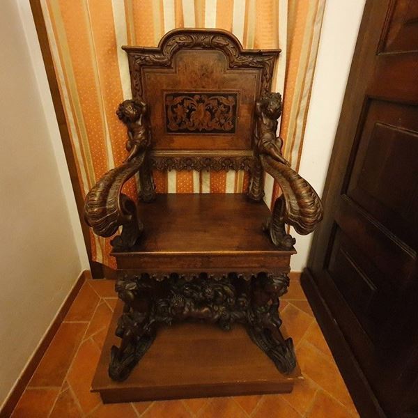 Poltrona, maniera Brustolon, sec. XIX