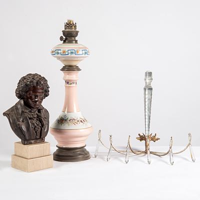 Busto di Beethoven, metallo brunito, sec. XX, alt. cm 30