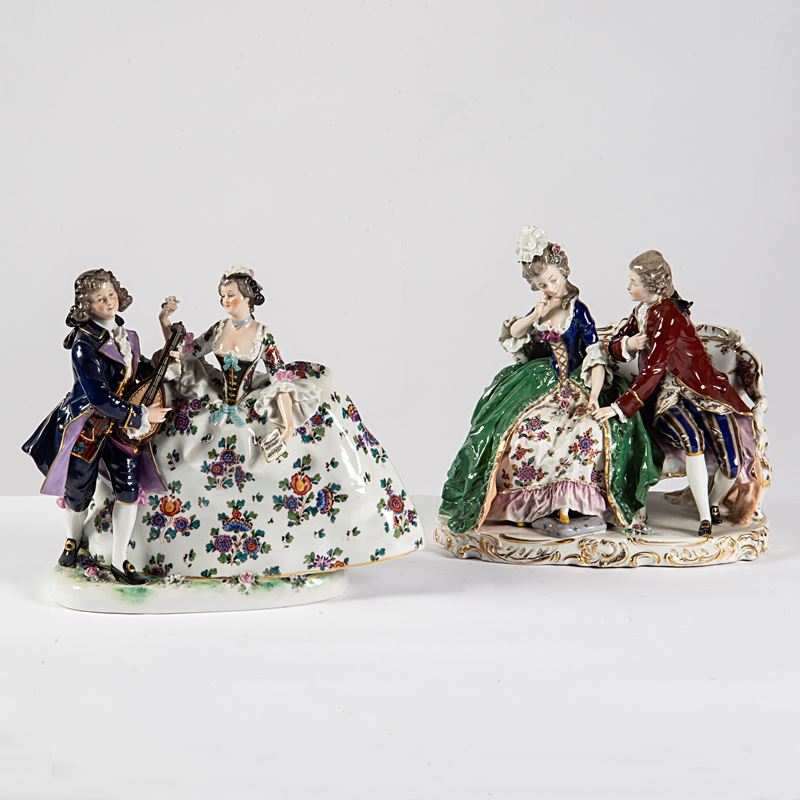 Capodimonte, Due gruppi in porcellana policroma