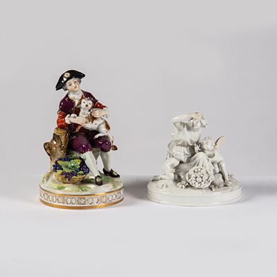 Manifattura Capodimonte, Due sculture in porcellana, sec. XX