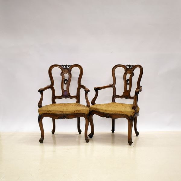 Coppia di poltroncine, in stile 700
