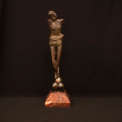 Scultura di Cristo alla colonna, vetro e marmo, XIX secolo