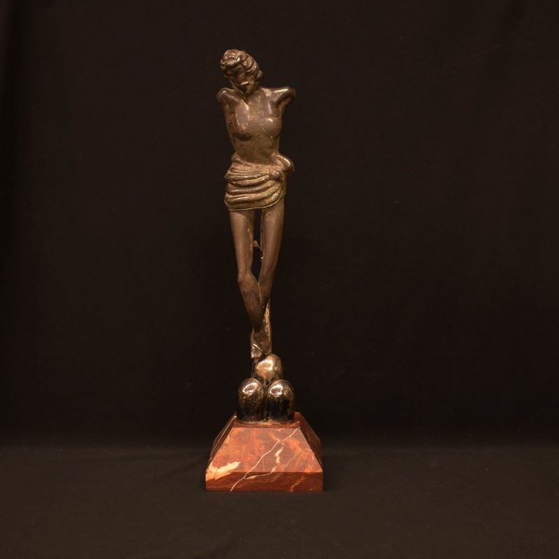 Scultura di Cristo alla colonna, vetro e marmo, XIX secolo