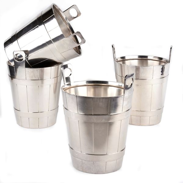 



QUATTRO SECCHIELLI PORTA BOTTIGLIE, SECOLO XX, CALDERONI