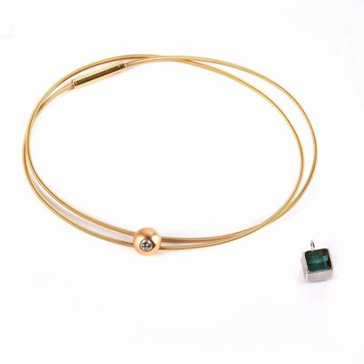 Pendente in Oro Giallo 18kt con Ciondolo Sferico e Piccolo