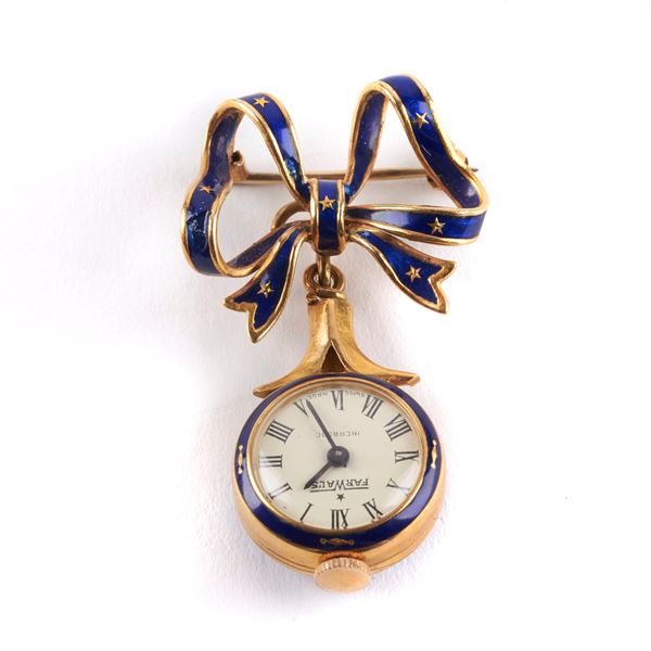 



SPILLA PENDENTE CON OROLOGIO IN ORO GIALLO 18KT E SMALTI