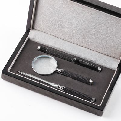 Set Penna Biro, Lente e Tagliacarte Entro Astuccio