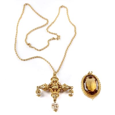 Collana con Pendente a Forma di Croce in Oro 18kt