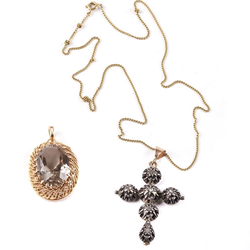 Collana con Pendente in Oro Giallo 18kt e Pietra