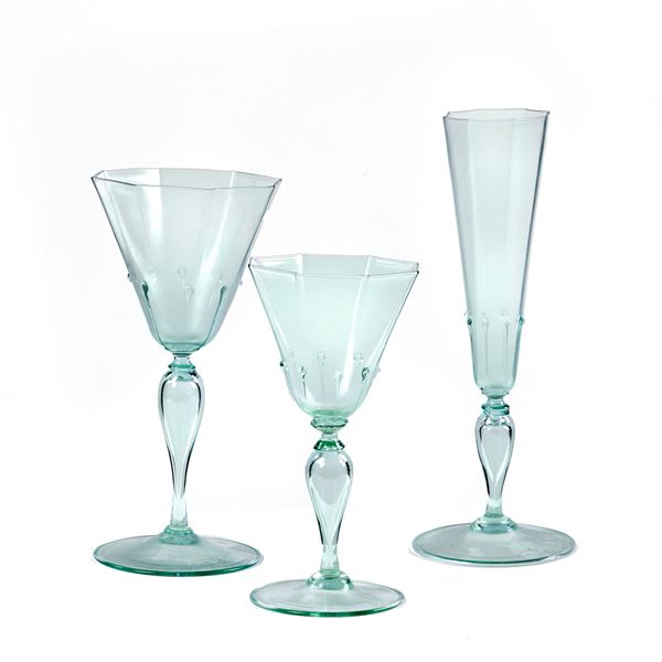 



Servito di bicchieri, Murano sec. XX  - Asta Eleganza a tavola: porcellane, argenti e complementi da arredo - Poggio Bracciolini Casa d'Aste