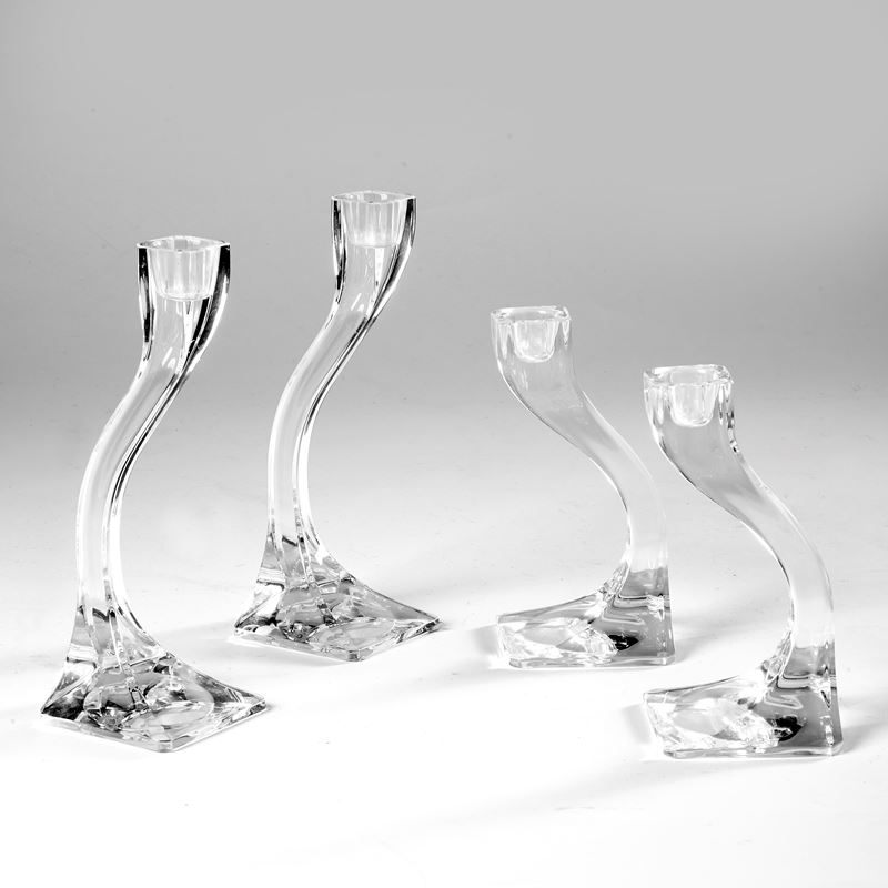 Quattro portacandele, sec. XX, manifattura Riedel
