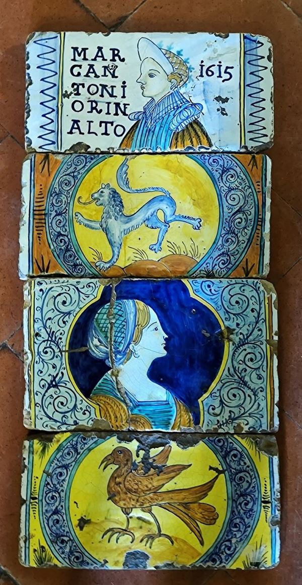 



Quattro mattonelle, sec. XVIII