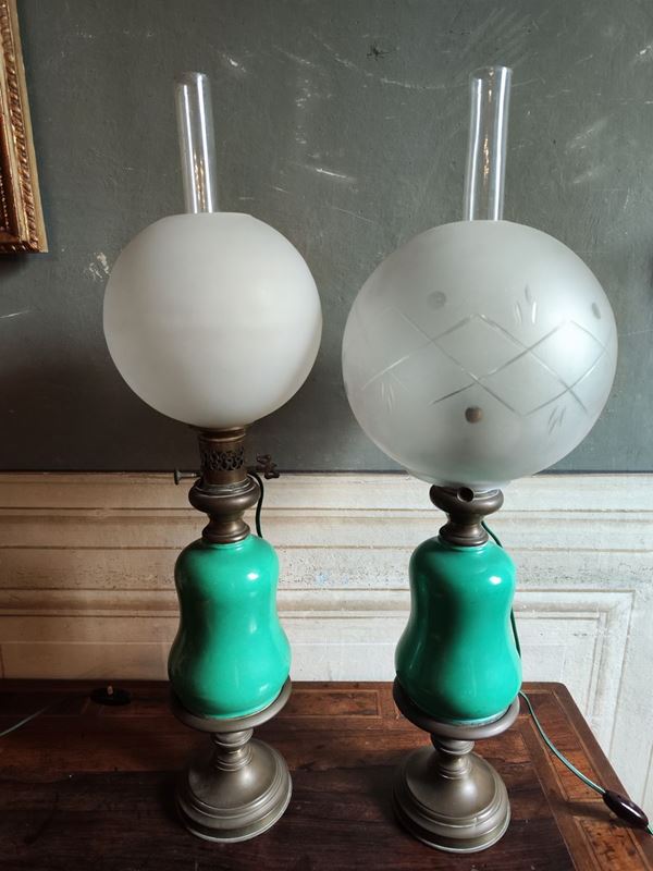 Coppia di lampade, sec. XIX 