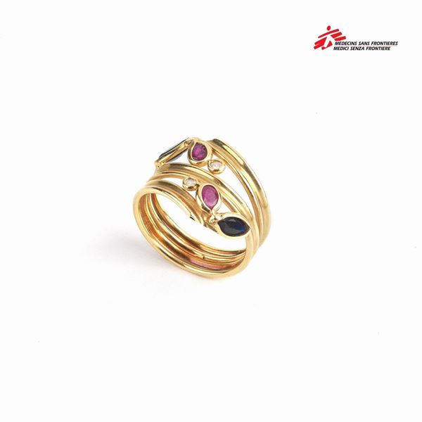 ANELLO IN ORO GIALLO 18KT E PIETRE