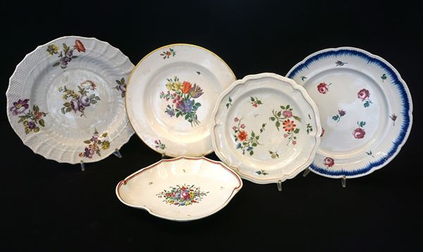 



Quattro piatti e una marescialla, manifattura Ginori, sec. XVIII-XIX