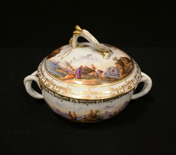 Tazza da puerpera con coperchio, Meissen, sec. XIX 