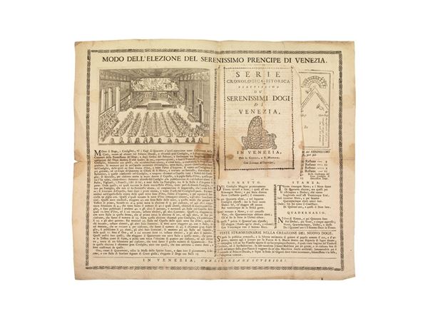 Modo dell’elezione del Serenissimo Principe di Venezia [con] Serie cronologica-istorica esattissima de’ serenissimi dogi di Venezia. In Venezia, per il Casali, [ca. 1763].