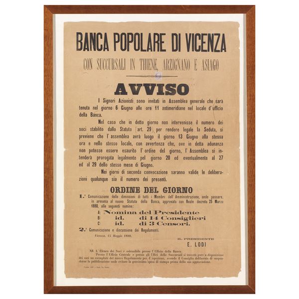 Manifesto della Banca Popolare di Vicenza