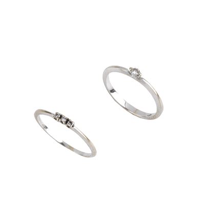 Due Anelli in Oro Bianco 18kt e Pietre Preziose