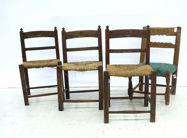 Quattro sedie a balietta, sec. XX  - Asta Arredi oggetti d'arte e mobili dal XVIII al XX secolo - Poggio Bracciolini Casa d'Aste