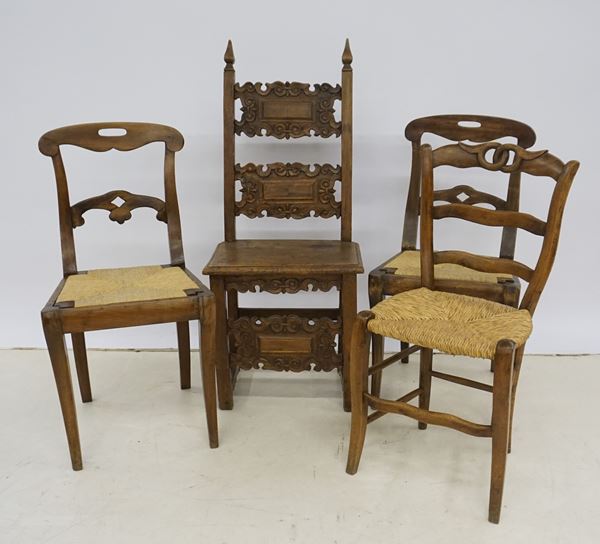 Quattro sedie, sec. XX  - Asta Arredi oggetti d'arte e mobili dal XVIII al XX secolo - Poggio Bracciolini Casa d'Aste