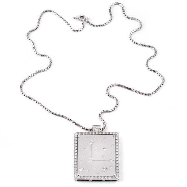 



COLLANA CON PENDENTE IN ORO BIANCO 18 KT E DIAMANTI