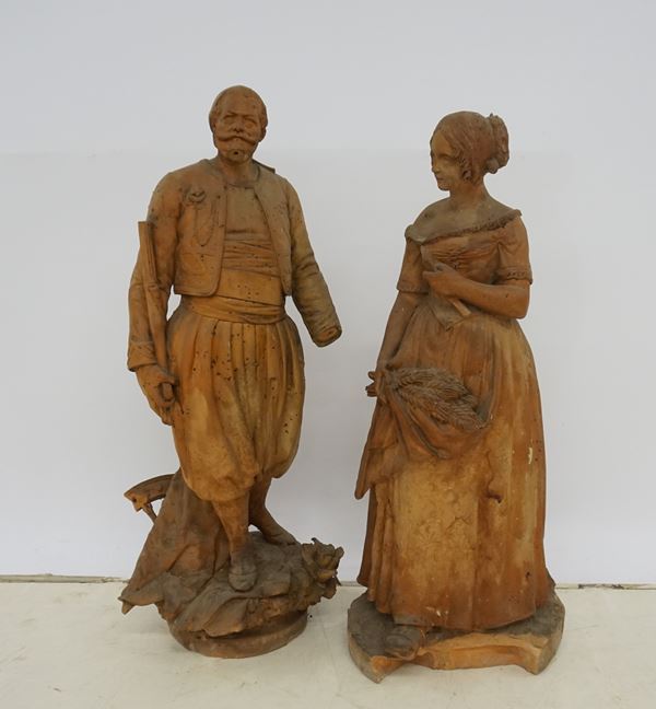 Due sculture, sec. XX  - Asta Arredi oggetti d'arte e mobili dal XVIII al XX secolo - Poggio Bracciolini Casa d'Aste