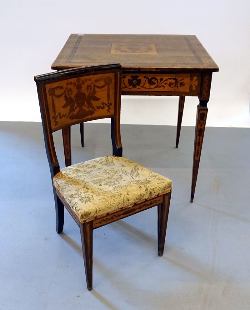 Tavolino e Sedia in Stile Luigi XVI