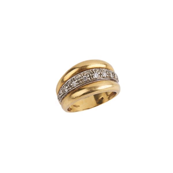 



ANELLO IN ORO GIALLO, ORO BIANCO 18KT E PIETRE