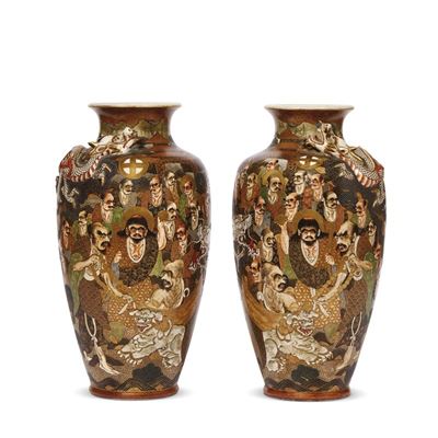 Coppia di Vasi, Giappone, Periodo Meiji, Sec. XIX