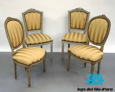 Due Coppie di Sedie in Stile Settecento