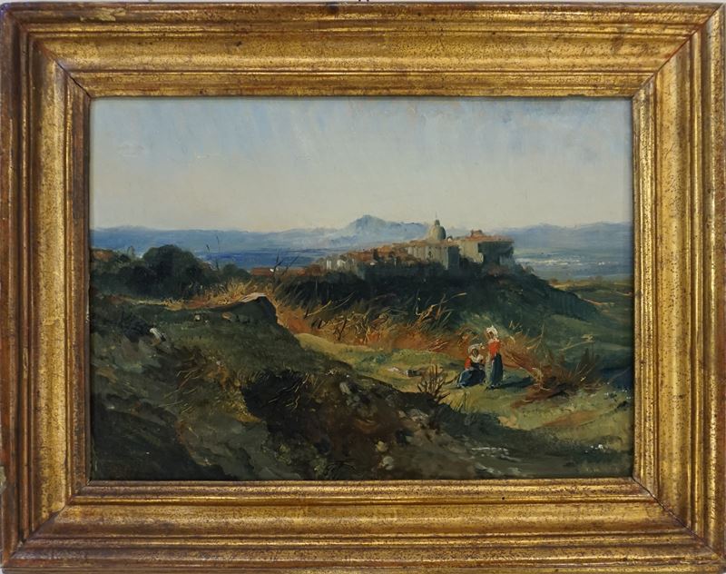 Scuola del XX secolo, Paesaggio con contadine