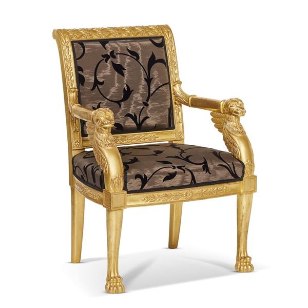 



Poltrona in stile impero, sec. XX  - Asta Arredare con stile: mobili e oggetti d'arte - Poggio Bracciolini Casa d'Aste