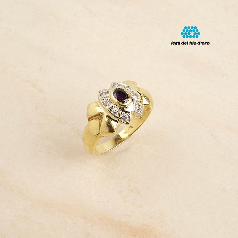 ANELLO IN ORO GIALLO 18KT R PIETRE