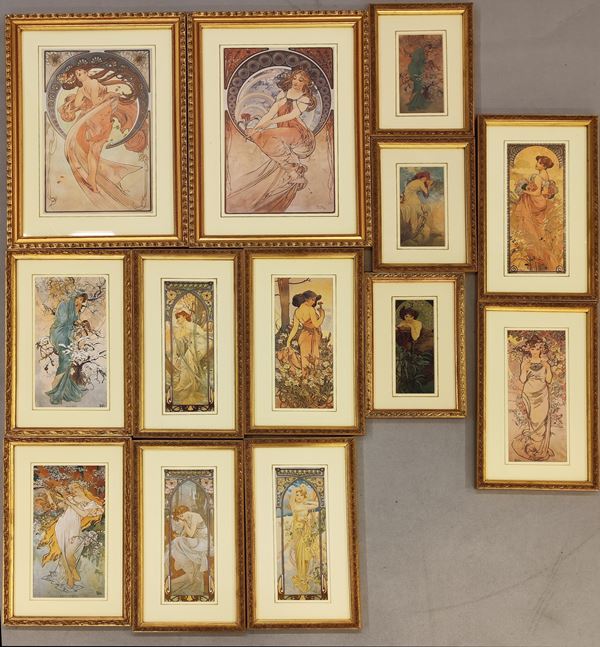 Tredici stampe da Mucha  - Asta Disegni, stampe e dipinti dal XVIII al XXI secolo - Poggio Bracciolini Casa d'Aste