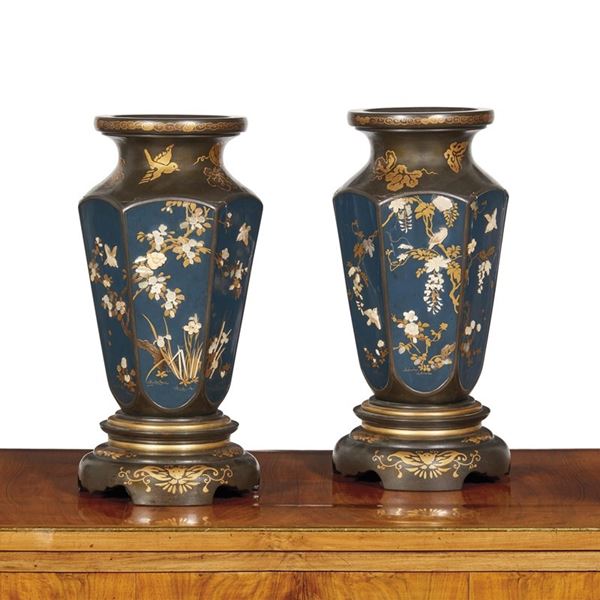 Coppia di vasi, Giappone, periodo Meiji, fine sec. XIX