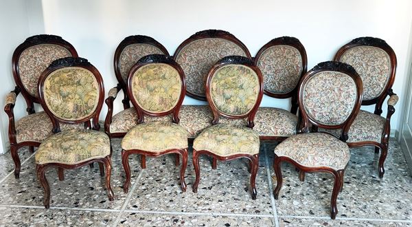 



Divano, due poltrone e quattro sedie, sec. XIX